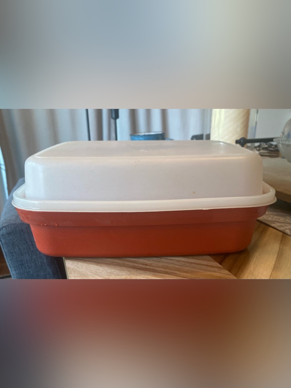 Vintage Tupperware Wet Marinade Container With Lid 10" x 8" Paprika Red Orange